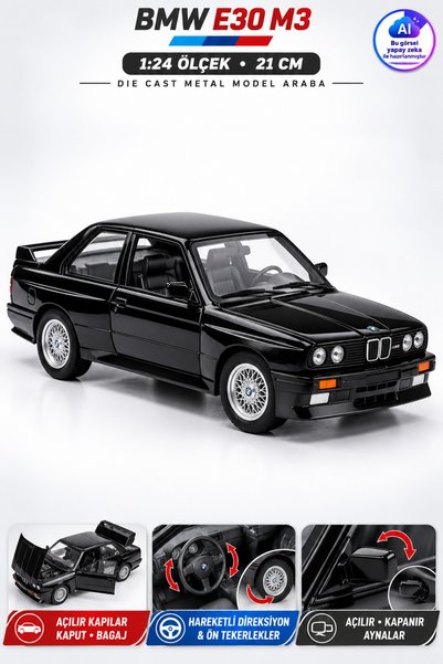 YILDIRIM OYUNCAK Die Cast BMW E30 M3 Metal Model Araba 21cm – 1:24 Ölçek, Ser...