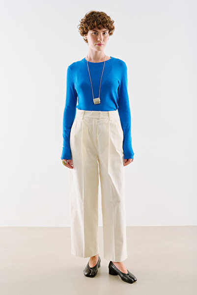 Manuka Gabardine Straight Pleated Pants Ecru