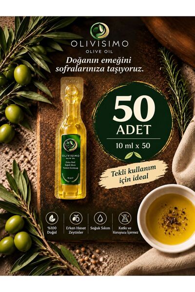 Olivisimo Erken Hasat Soğuk Sıkım Natürel Sızma Zeytinyağı Deneme Boyu 10 Ml x 50 Adet