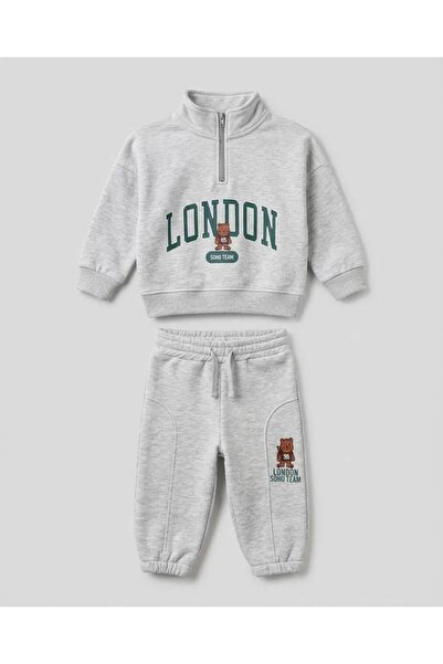 EFEYOO 2'li erkek Bebek london bear Baskılı %100 Pamuklu şardonlu bebek takım...