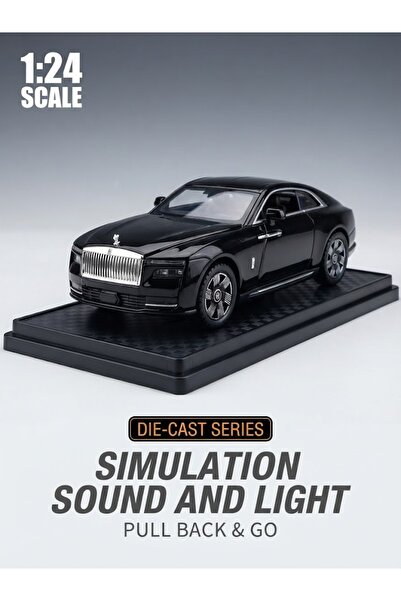 Bionic Die-Cast 1:24 Scale Luxury Electric Coupe Model Car – Black Collector Edition Toy Car with Display Base, Detailed Interior & Pull-Back Action