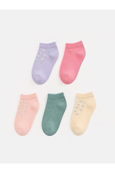 LC Waikiki Alita City Pink Patterned 5-Pack Baby Girl Booties Socks with a Di...