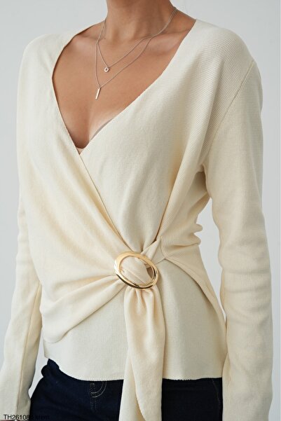 Lupies Women's Knitwear Cardigan with Waist Buckle Detail