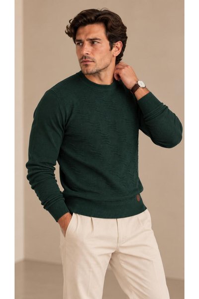 ALEXANDERGARDI Patterned Crew Neck Knit Sweater