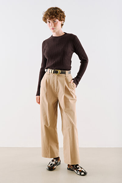 Manuka Hair Braided Knitted Sweater Brown