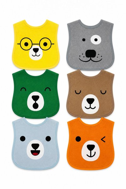 COOLMINIES Liquid-Proof 6-Piece Bib Set, Baby Drool Bib, Baby Scarf