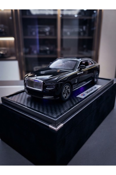 Bionic Die-Cast 1:24 Scale Luxury Electric Coupe Model Car – Black Collector Edition Toy Car with Display Base, Detailed Interior & Pull-Back Action