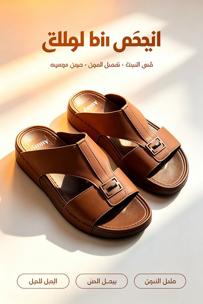 Saudi Step حذاء شباشب بجلد محبب وتصميم عصري | شبكة قابلة للتنفس، قاعدة واسعة ...