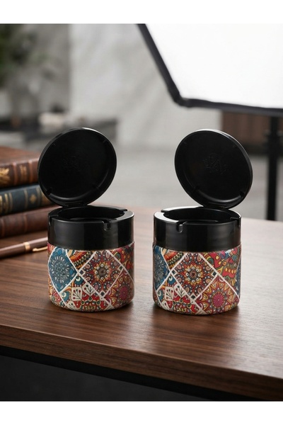 Adalinhome Scrumieră din sticlă cu capac – Design elegant anti-miros, 2 bucăți