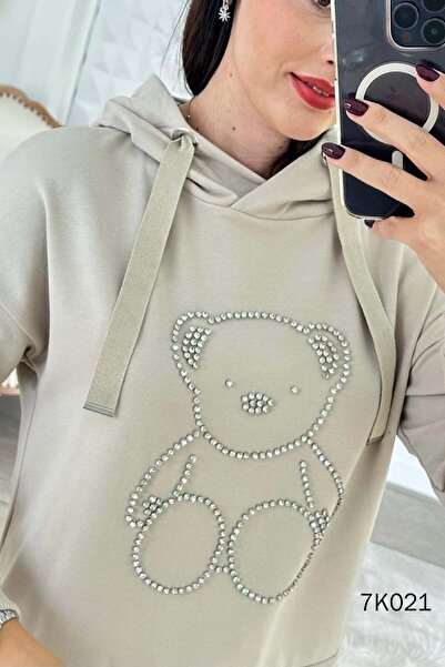 İnce Topuk Stone Embroidered 2 Thread Sweatshirt 7K021