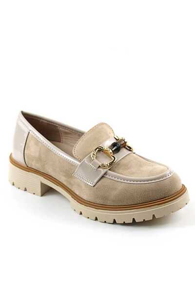 mm Pantofi de dama , comozi , cu accesoriu auriu A10500-BEIGE