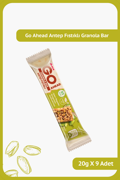 Ülker GO AHEAD Antep Fıstıklı Granola Bar - 20 gram - 9 Adet