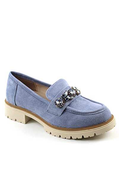mm Pantofi de dama , comozi , cu accesoriu din pietre A10503-BLUE