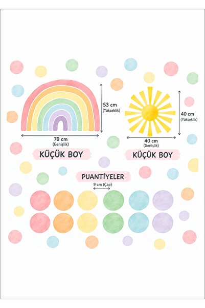 LABELOVE Pastel Gökkuşağı Çocuk Odası Duvar Sticker