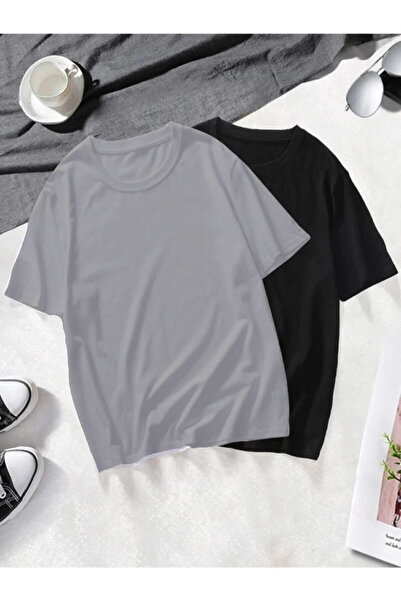 luci sports Μπλουζάκι Unisex 2 Pack Ασπρόμαυρο Basic Oversize χτενισμένο βαμβ...