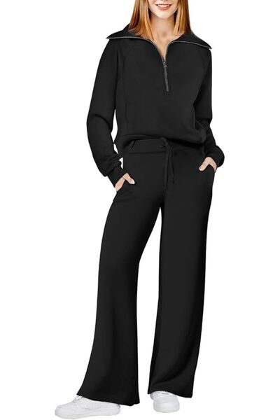 GENERAL Women's Two Piece Outfits Sweatsuit Sets Oversized Half Zip Sweatshir...