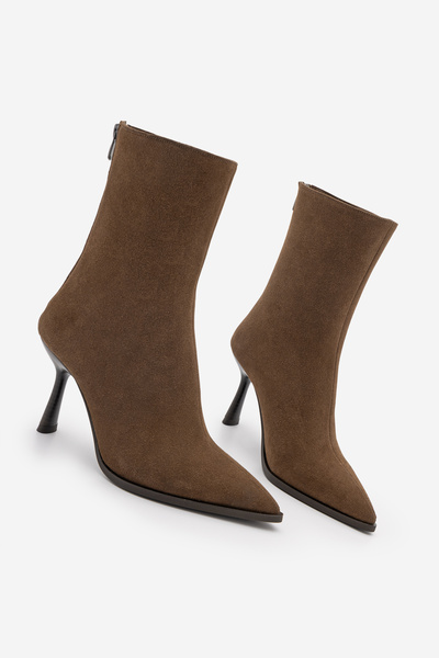 Marjin Women's Heeled Boots Pointed Toe Goblet Heel Back Zipper Daily Classic...