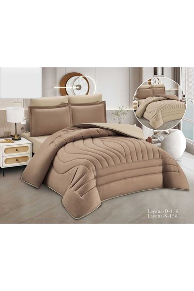 BIET ALMAFROSHAT 6-Piece Plain Microfiber Duvet Cover Set with Quilted Bedspread