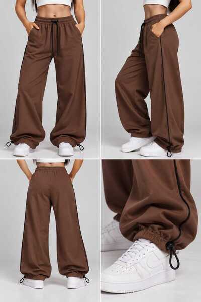SEFUR Pantaloni de trening largi Y2K cu detalii cu dungi