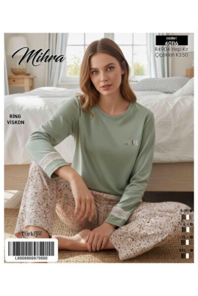 Mihra Women's Long Sleeved Viscose Pajama Set