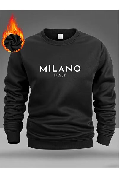 WOODROFFE Men's Milano Printed Gray Black Crew Neck Sweatshirt