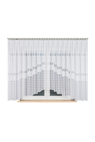 Markizeta Firanka jacard gata confecționat cu decupaje 450x160 alb geometric ...