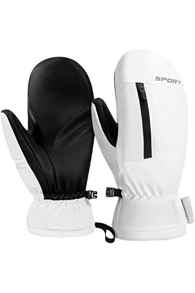GENERAL Castoewhite Unisex Ski Gloves, Fleece and Pu Leather, White, Size 2, ...