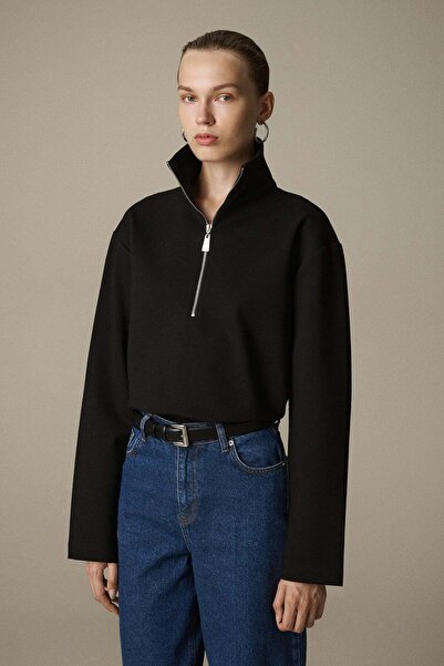 VATKALI Dik yaka fermuarlı sweatshirt
