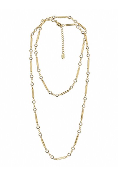 sacha Oval Chain and Stone Row Gold Necklace