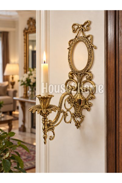 HOUSE2HOME El Yapımı Pirinç Çerçeveli Aplik Mumluk