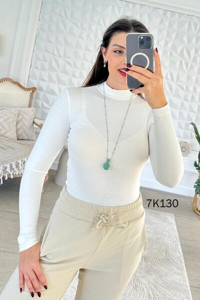 İnce Topuk Half Fisherman Viscose Combed Cotton Blouse 7K130