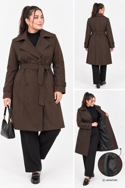 GLR&GYM GÜLŞİN KADIN BÜYÜK BEDEN SU GEÇİRMEZ KUMAŞ ASTARLI ARA BOY CEKET YAKA...
