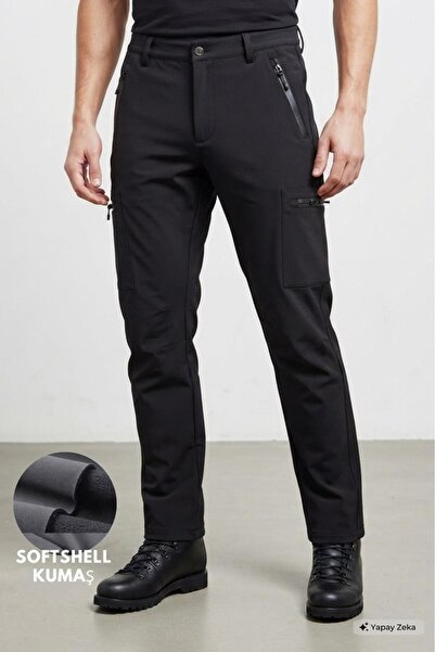 NO 601 Men's Black Softshell Waterproof Outdoor and Tactical Pants with Fleec...