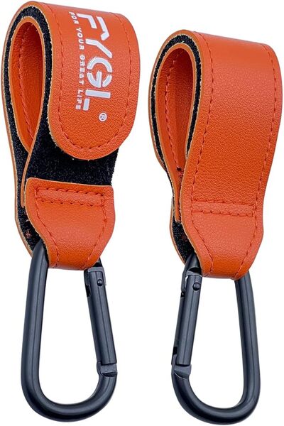 GENERAL Hooks for Baby Strollers - Leather Clips for Strollers, Black Color (...