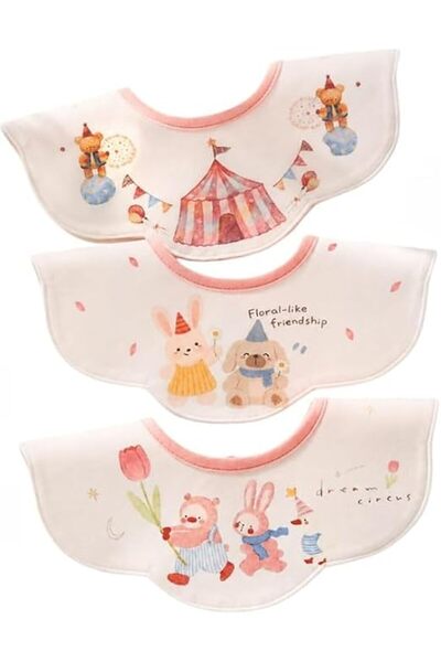 Generic 3 Pack Baby Bib Flower Cotton Dribble Bibs Snap Closure Feeding Acces...