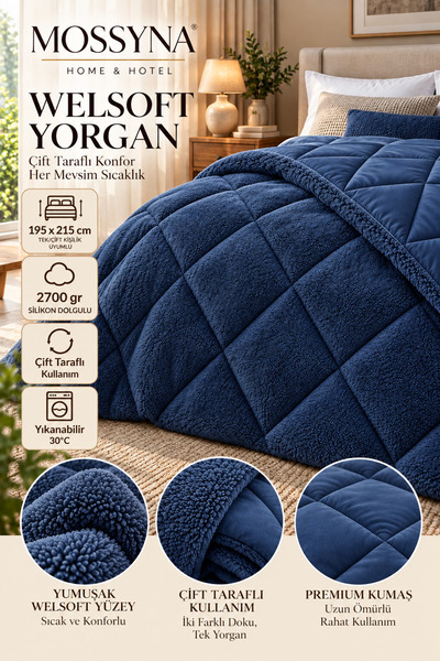 Mossyna Sıcacık Welsoft Yorgan – Çift Taraflı, Peluş Dokulu, Yumuşacık Kış Ko...