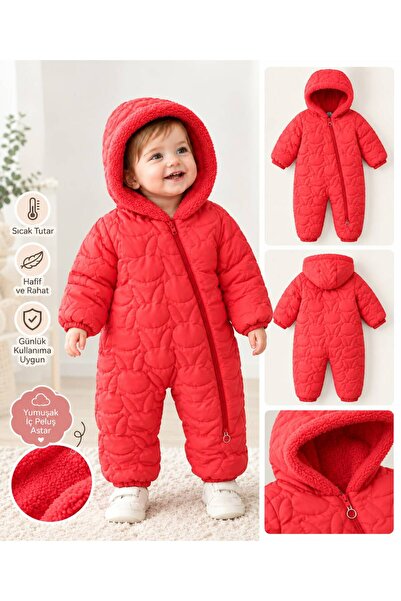tinymini.co KIZ BEBEK TAVŞAN DESENLİ NAR ÇİÇEĞİ RENGİ FERMUARLI KAPÜŞONLU AST...