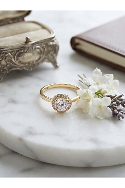 Peach Jewelry Peach Jewerly Γυναικείο Δαχτυλίδι Από Ασήμι 925 Μονόπετρο Με Λε...