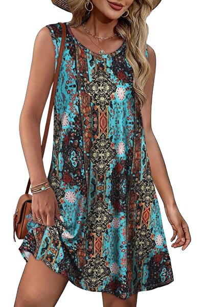 GENERAL elescat Summer Dresses for Women Casual Sleeveless Tshirt Beach Flowy...