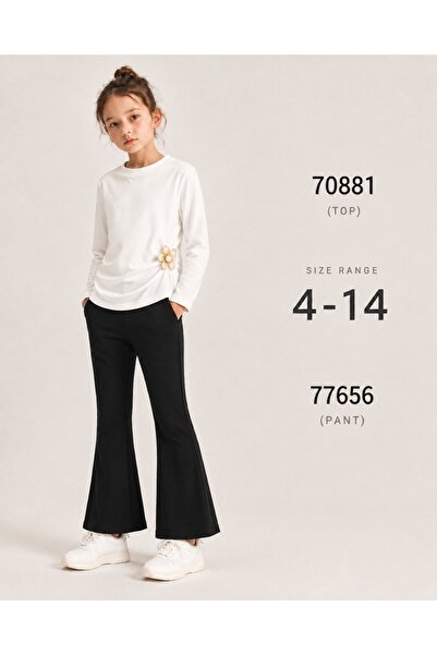 SETTY KOOP Girls’ White Long-Sleeve Top with Flower Detail
