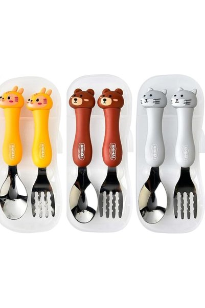 TERRIFI Kids Utensils Set, Toddler Fork and Spoon Set with Cute Animal Handle...