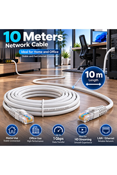 MRG Cablu UTP Cat 6 M1235, 10 m, Cablu Retea Ethernet RJ45 Internet, 1Gbps