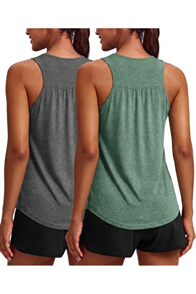 GENERAL PINSPARK Workout Tank Tops Woman Yoga Shirt Racerback Loose Athletic ...