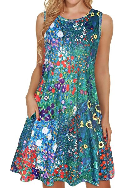 GENERAL elescat Summer Dresses for Women Casual Sleeveless Tshirt Beach Flowy...