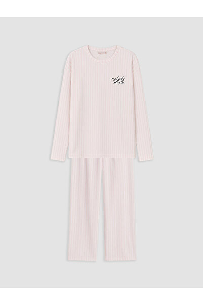 LC Waikiki Alita City Farkıyla Lcw Dream Ecru Combed Cotton Striped Long Slee...