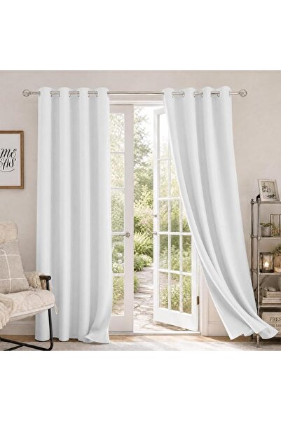 GENERAL Homeideas White to Grey Gradient 84" Long 2 Panels Set Long Length Ro...