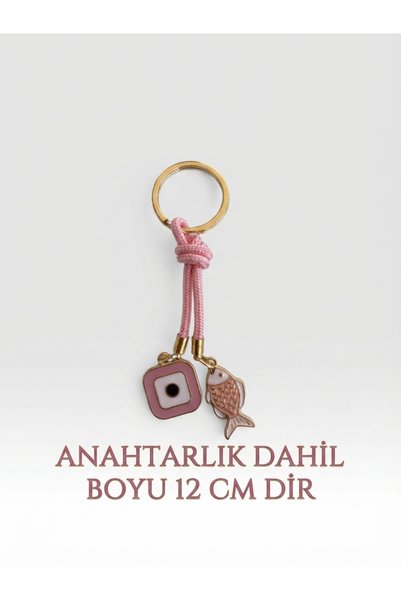 GENCATELİER Evil Eye Beaded and Golden Yellow Detailed Bag Accessory, Luck Charm Bag Ornament and Keychain (1 Piece Is Sent)