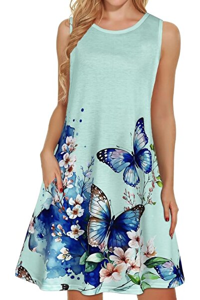GENERAL elescat Summer Dresses for Women Casual Sleeveless Tshirt Beach Flowy...