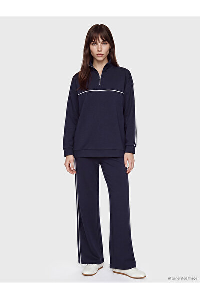 LC Waikiki Two Mt Shop Quality Lcw Modest Navy Blue Interlock Plain Comfortab...