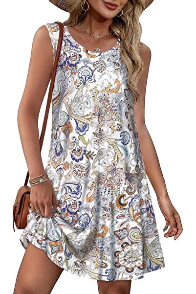 GENERAL elescat Summer Dresses for Women Casual Sleeveless Tshirt Beach Flowy...